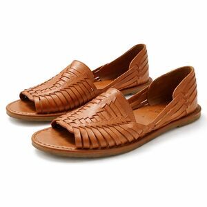 Sbicca Jared Huarache Sandals Womens 8 Tan Leather Open Toe Boho Mexico Woven